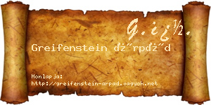Greifenstein Árpád névjegykártya